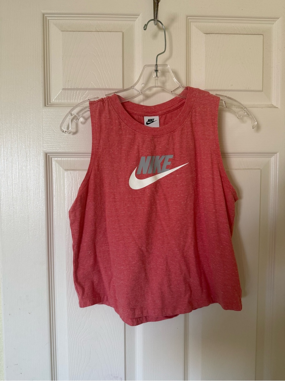 Nike Women’s Heathered Coral Crop Tank with Logo